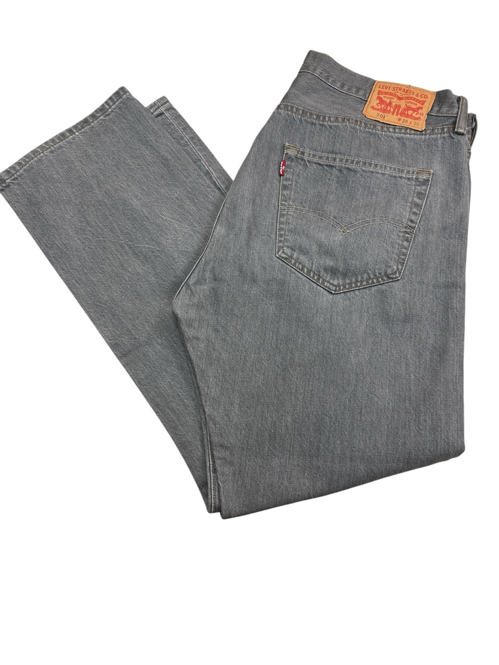 Levi's 501 Red Tab Men's Button Fly Slate Gray Straight Jeans 36-30